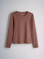 The Set 8 Pack Long Sleeve Slim Fit Ribbed T-Shirts Brown/Navy/Ochre/Tan/Stripe/Neutral/White - Image 5 of 9