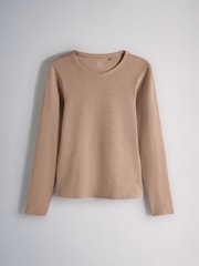 The Set 8 Pack Long Sleeve Slim Fit Ribbed T-Shirts Brown/Navy/Ochre/Tan/Stripe/Neutral/White - Image 6 of 9