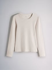 The Set 8 Pack Long Sleeve Slim Fit Ribbed T-Shirts Brown/Navy/Ochre/Tan/Stripe/Neutral/White - Image 7 of 9