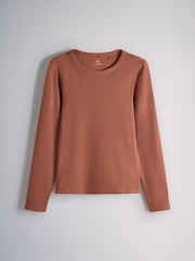 The Set 8 Pack Long Sleeve Slim Fit Ribbed T-Shirts Brown/Navy/Ochre/Tan/Stripe/Neutral/White - Image 8 of 9