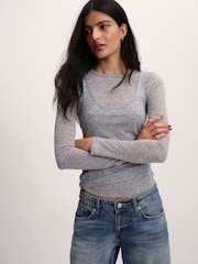 The Set 2 Pack Sheer Long Sleeve and Vests Grey/White - Image 1 of 11