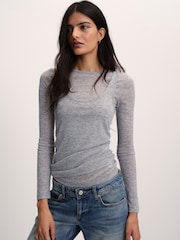 The Set 2 Pack Sheer Long Sleeve and Vests Grey/White - Image 3 of 11