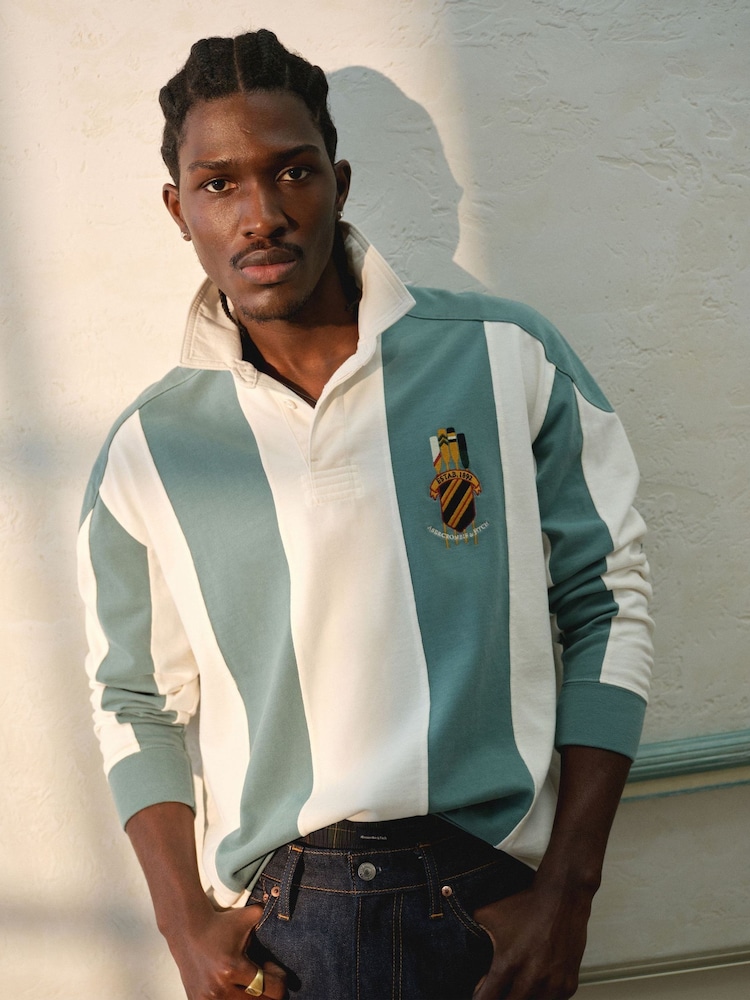 Abercrombie & Fitch Green Archive Rugby Top - Image 1 of 9