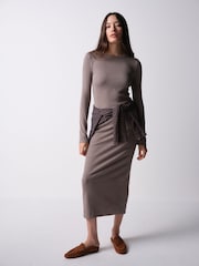 The Set 3 Pack Long Sleeve Ribbed Jersey Maxi Dresses Black/Brown/Taupe - Image 3 of 12