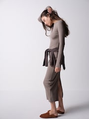 The Set 3 Pack Long Sleeve Ribbed Jersey Maxi Dresses Black/Brown/Taupe - Image 4 of 12
