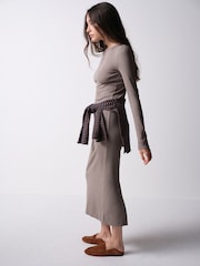 The Set 3 Pack Long Sleeve Ribbed Jersey Maxi Dresses Black/Brown/Taupe - Image 5 of 12