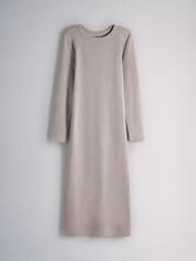 The Set 3 Pack Long Sleeve Ribbed Jersey Maxi Dresses Black/Brown/Taupe - Image 8 of 12