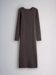 The Set 3 Pack Long Sleeve Ribbed Jersey Maxi Dresses Black/Brown/Taupe - Image 9 of 12