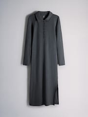 The Set 2 Pack Ribbed Collar Polo Jersey Maxi Dresses Charcoal Grey/Burgundy Red - Image 5 of 8