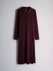 The Set 2 Pack Ribbed Collar Polo Jersey Maxi Dresses Charcoal Grey/Burgundy Red - Image 6 of 8