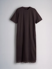 The Set 2 Pack Lace Hem Maxi T-Shirt Dresses Black/Brown - Image 3 of 5