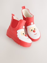 Red Santa Warm Lined Ankle Wellies - Image 1 of 5