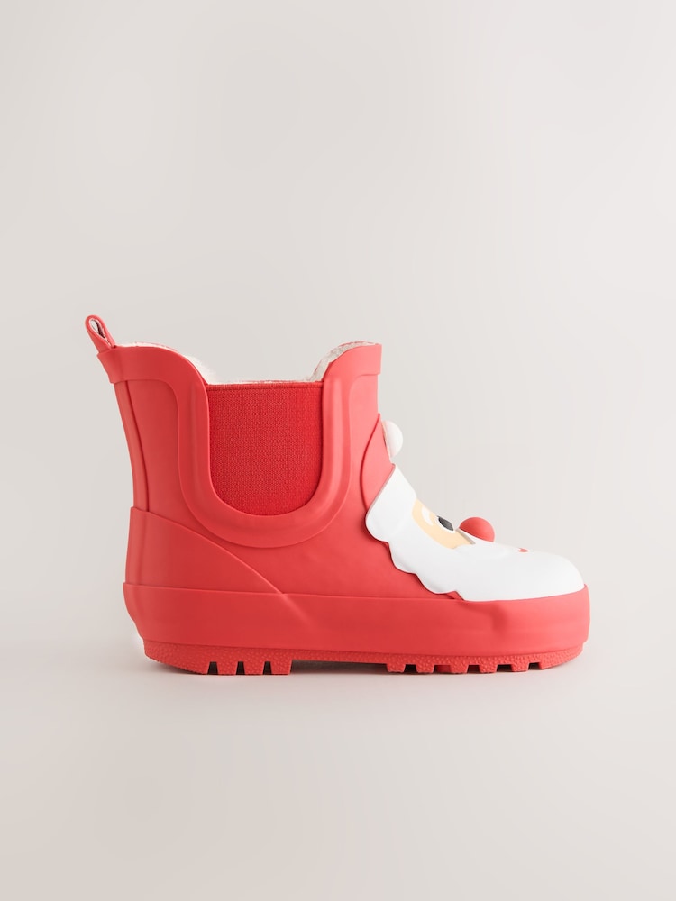 Red Santa Warm Lined Ankle Wellies - Image 2 of 5 Red Santa Warm Lined Ankle Wellies - Image 2 of 5