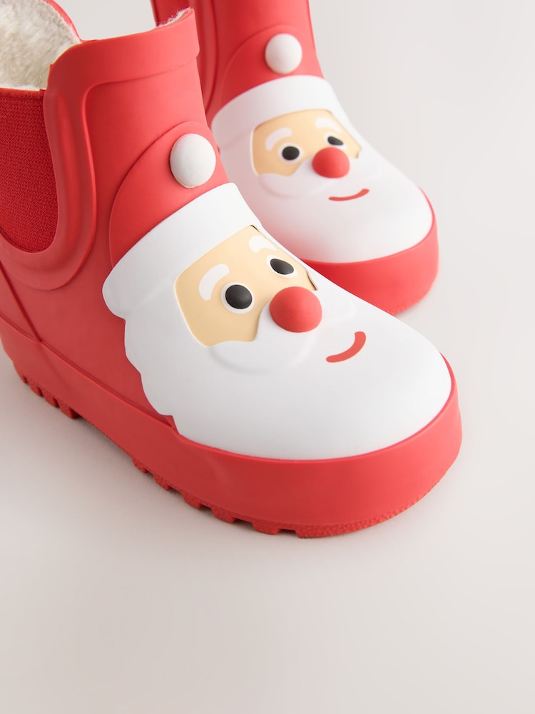 Red Santa Warm Lined Ankle Wellies - Image 5 of 5 Red Santa Warm Lined Ankle Wellies - Image 5 of 5