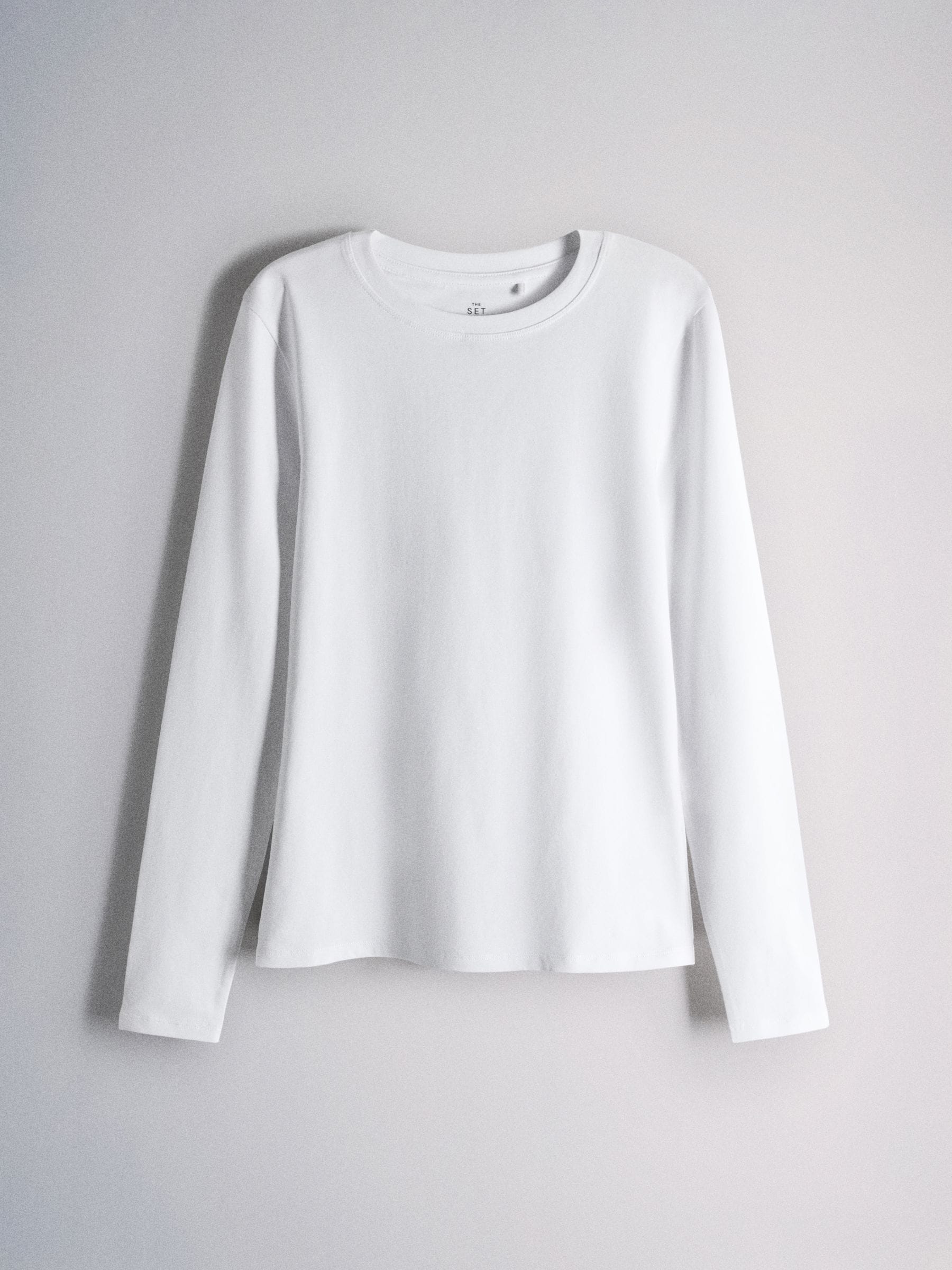 Buy The Set 8 Pack Slim Fit Crew Neck Long Sleeve T-Shirts Black