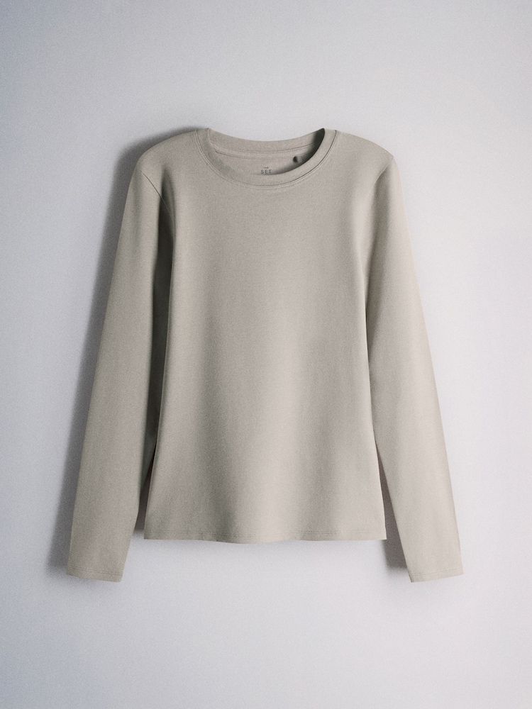 The Set 8 Pack Slim Fit Crew Neck Long Sleeve T-Shirts Black/Brown/Neutral/Taupe/White - Image 17 of 17 The Set 8 Pack Slim Fit Crew Neck Long Sleeve T-Shirts Black/Brown/Neutral/Taupe/White - Image 17 of 17