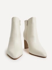 Linzi Cream Alisha Point Toe Block Heeled Ankle Boots - Image 3 of 5