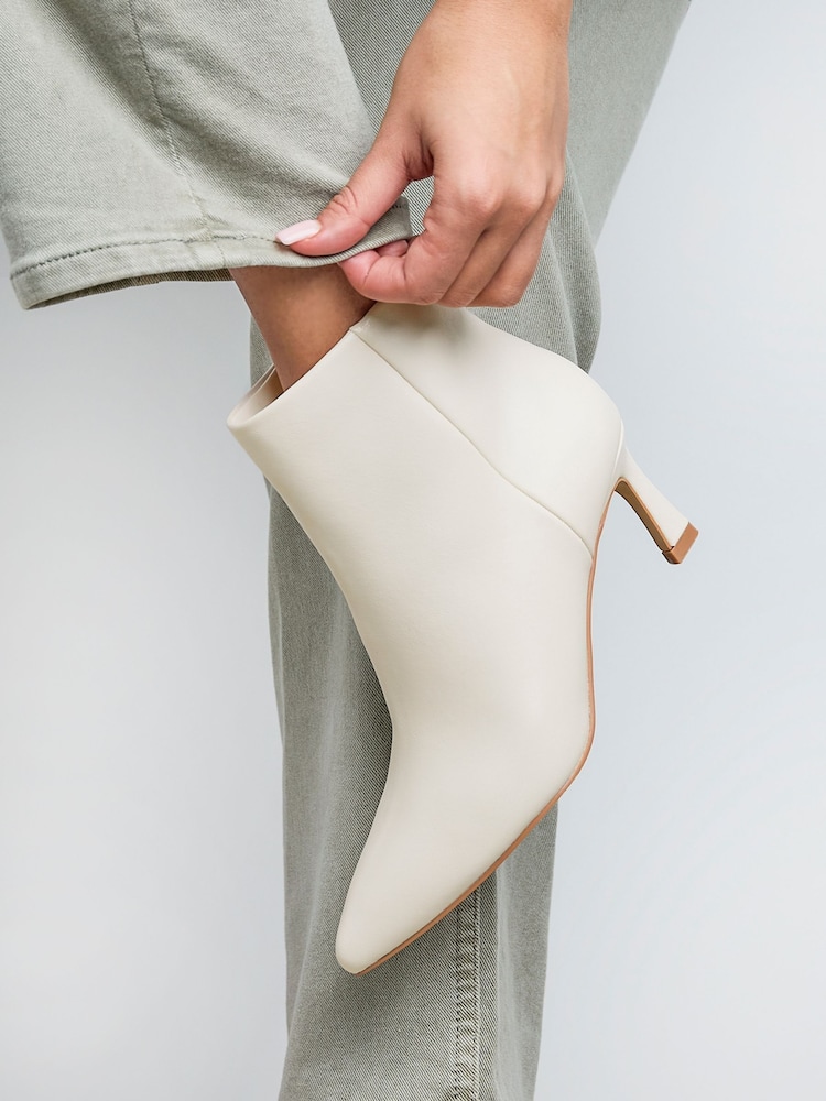 Linzi Cream Secured Pointed Toe Stiletto Ankle Boots - Image 1 of 5