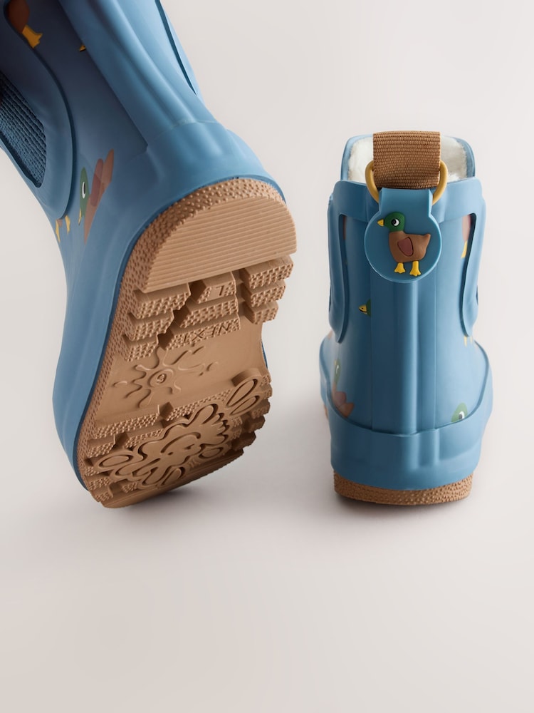 Blue/Brown Duck Warm Lined Ankle Wellies - Image 6 of 6 Blue/Brown Duck Warm Lined Ankle Wellies - Image 6 of 6