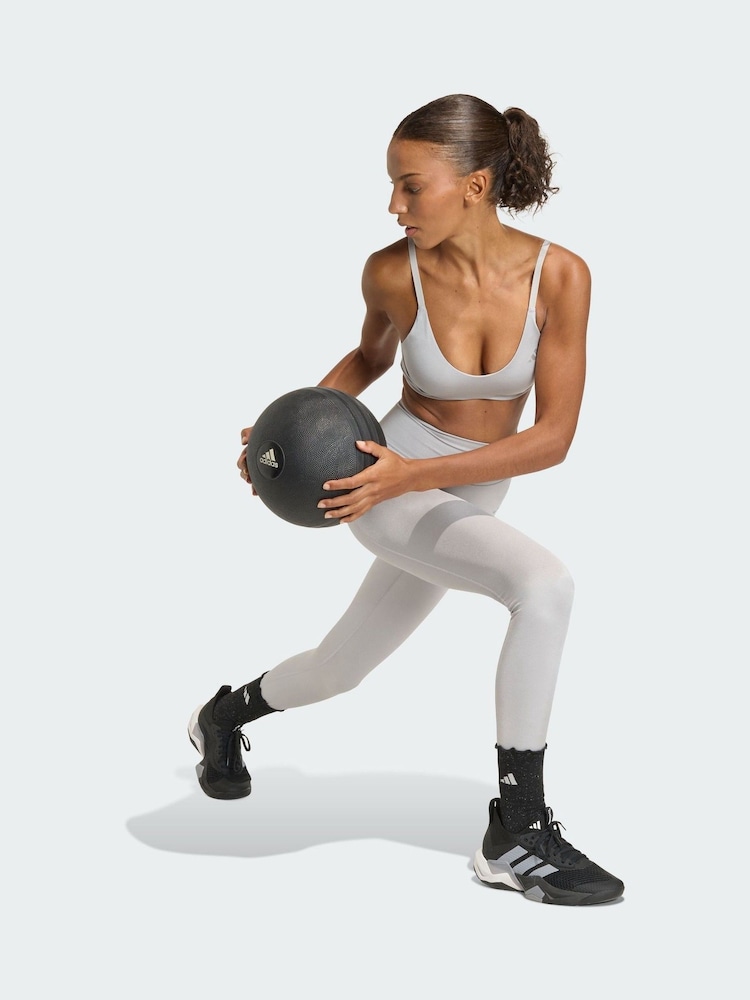 adidas Grey Optime Essentials Workout Shine 7/8 Leggings - Image 1 of 5 adidas Grey Optime Essentials Workout Shine 7/8 Leggings - Image 1 of 5