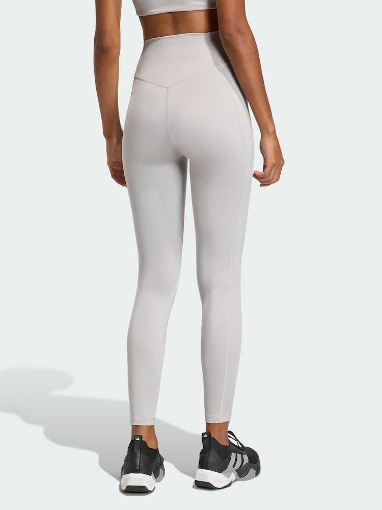 adidas Grey Optime Essentials Workout Shine 7/8 Leggings - Image 2 of 5 adidas Grey Optime Essentials Workout Shine 7/8 Leggings - Image 2 of 5