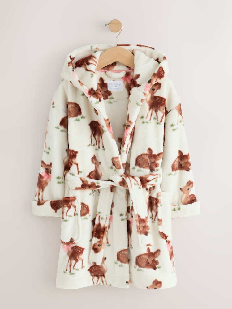 Ecru/Brown Fleece Dressing Gown (9mths-16yrs) - Image 1 of 4 Ecru/Brown Fleece Dressing Gown (9mths-16yrs) - Image 1 of 4