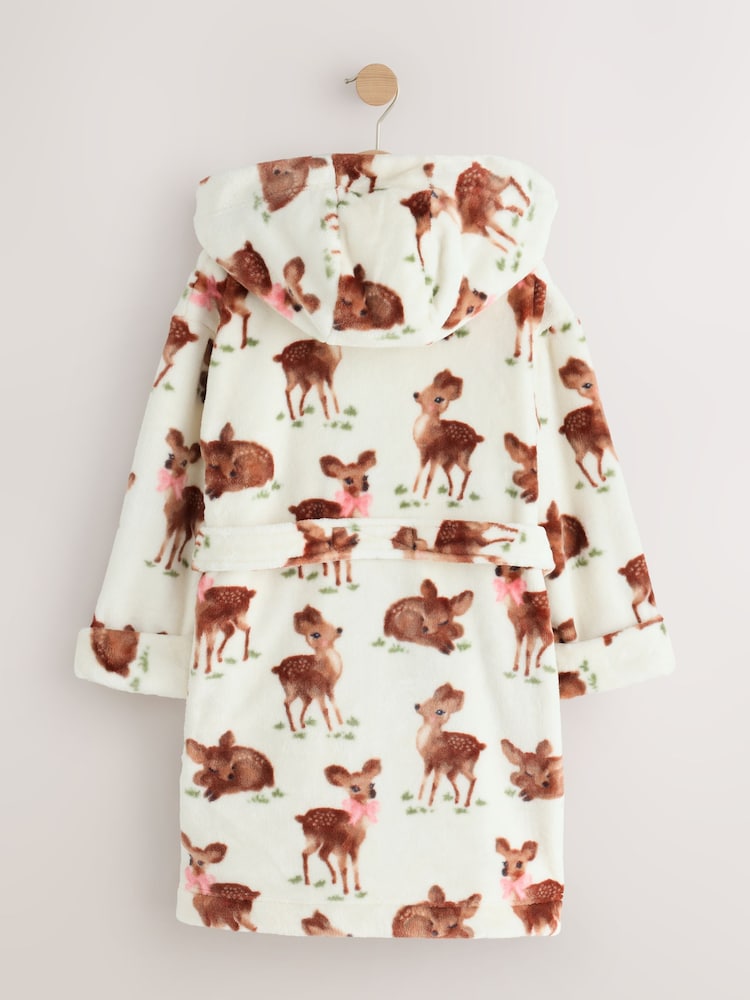 Ecru/Brown Fleece Dressing Gown (9mths-16yrs) - Image 2 of 4 Ecru/Brown Fleece Dressing Gown (9mths-16yrs) - Image 2 of 4