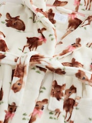 Ecru/Brown Fleece Dressing Gown (9mths-16yrs) - Image 3 of 4