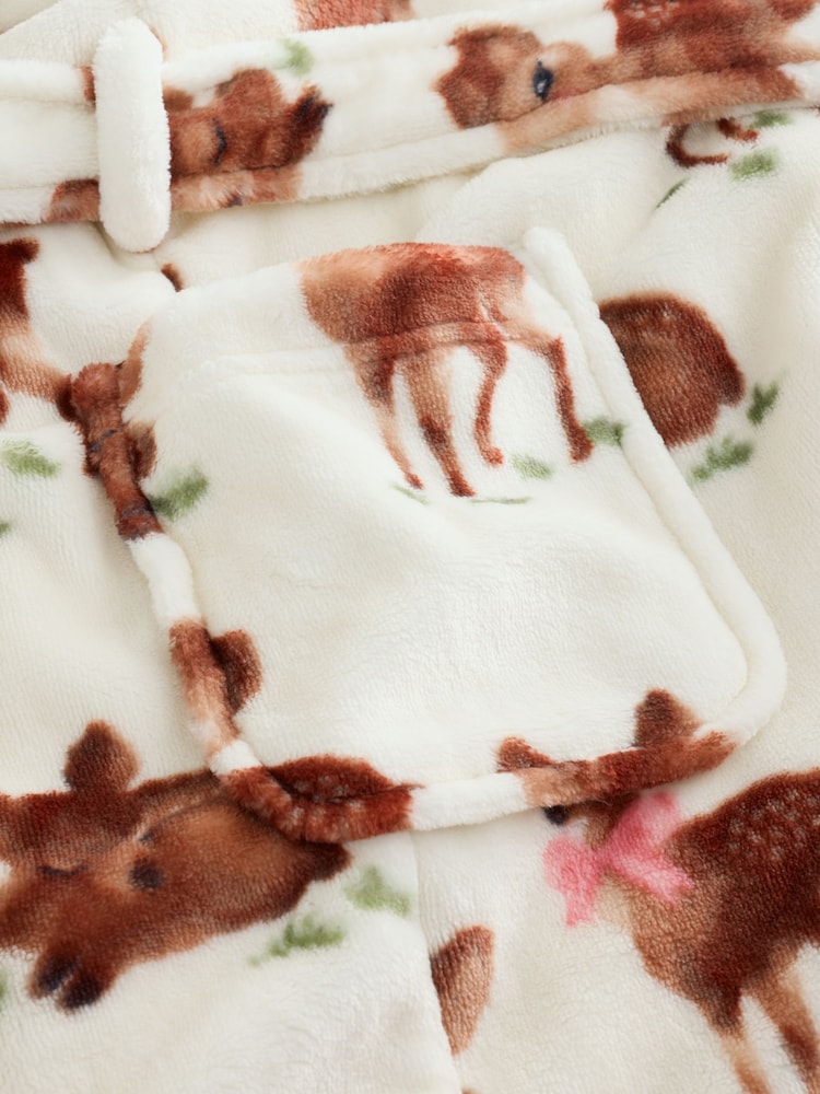 Ecru/Brown Fleece Dressing Gown (9mths-16yrs) - Image 4 of 4 Ecru/Brown Fleece Dressing Gown (9mths-16yrs) - Image 4 of 4