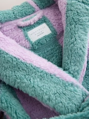 Purple/Green Stripe Fleece Dressing Gown (9mths-16yrs) - Image 3 of 4
