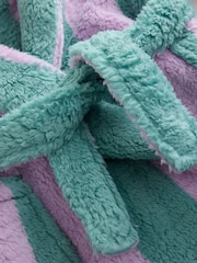 Purple/Green Stripe Fleece Dressing Gown (9mths-16yrs) - Image 4 of 4