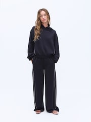 The Set Sandwashed Modal Hoodie and Wide Leg Joggers Coord Set Dark Navy - Image 1 of 3