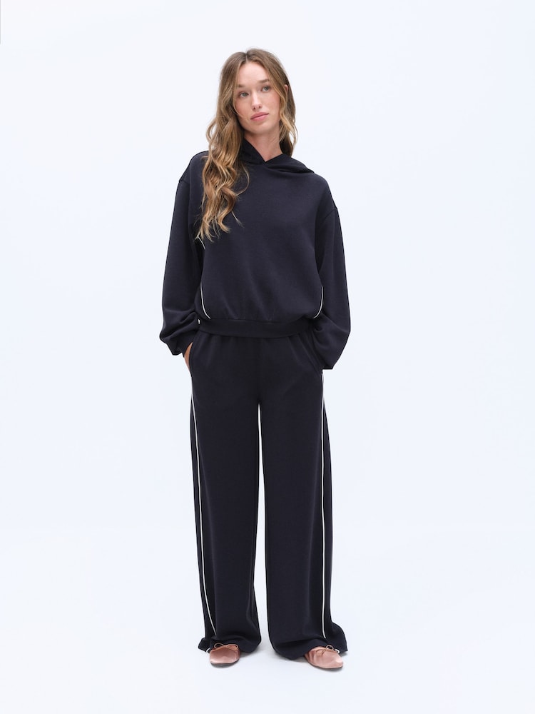 The Set Sandwashed Modal Hoodie and Wide Leg Joggers Coord Set Dark Navy - Image 1 of 3
