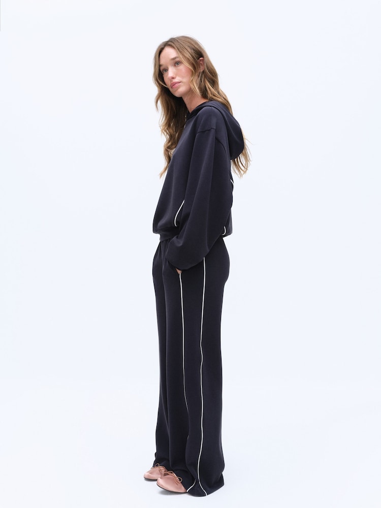 The Set Sandwashed Modal Hoodie and Wide Leg Joggers Coord Set Dark Navy - Image 2 of 3