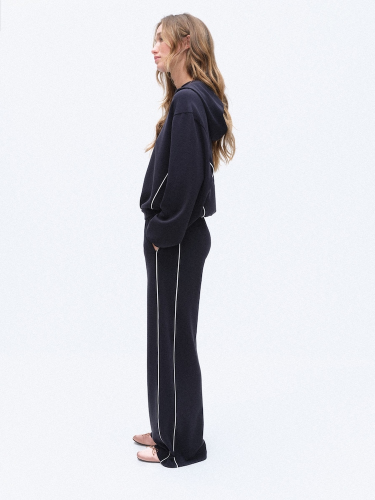 The Set Sandwashed Modal Hoodie and Wide Leg Joggers Coord Set Dark Navy - Image 3 of 3