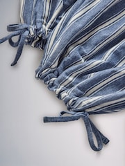 The Set 2 Pack Essentials Slash Neck and Balloon Pyjamas White Blue Stripe/Navy Star - Image 6 of 7