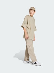 adidas Originals Brown Future Icons 3 Stripes Short Sleeve Hoodie - Image 1 of 5