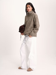 The Set 2 Pack Quarter Zip Borg Sweaters Brown/Oat Marl - Image 5 of 10
