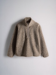 The Set 2 Pack Quarter Zip Borg Sweaters Brown/Oat Marl - Image 8 of 10