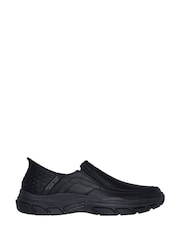 Skechers Black Respected Elgin Leather Slip Trainers - Image 1 of 6