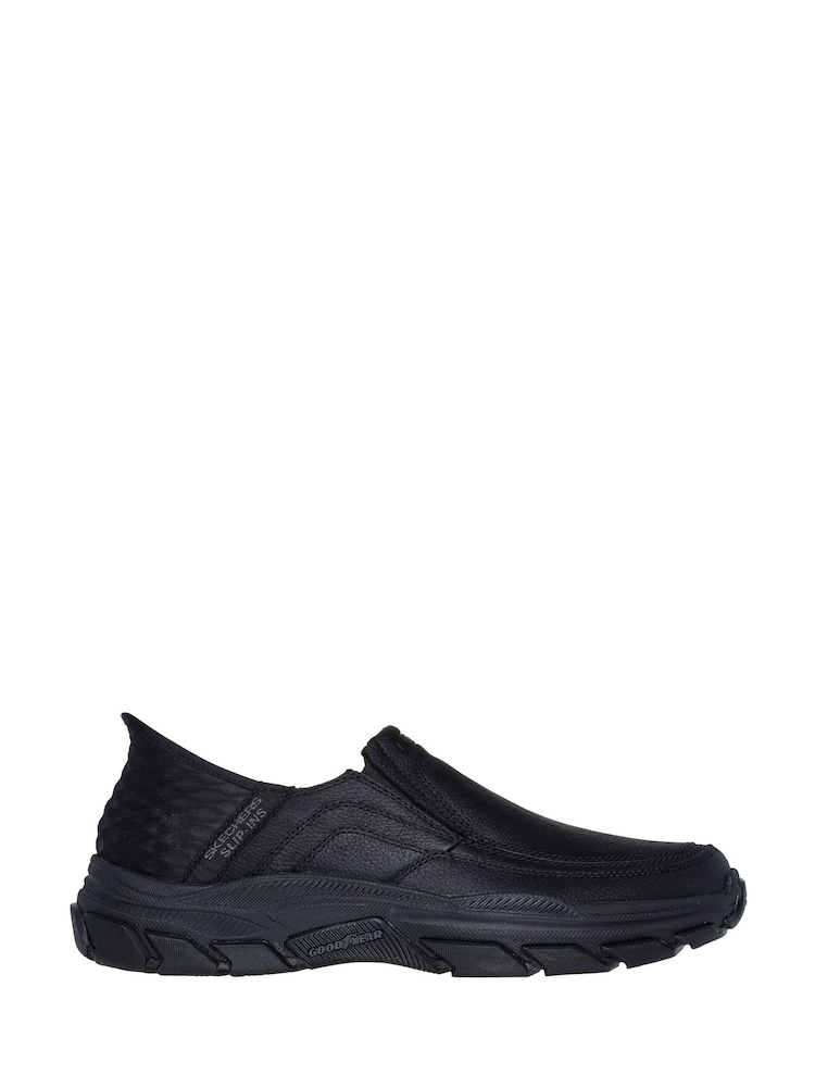 Skechers Black Respected Elgin Leather Slip Trainers - Image 1 of 6