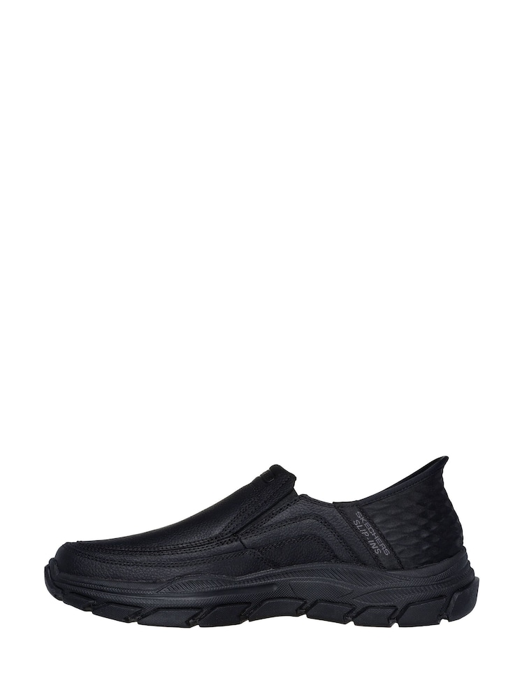 Skechers Black Respected Elgin Leather Slip Trainers - Image 2 of 6