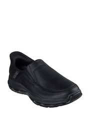 Skechers Black Respected Elgin Leather Slip Trainers - Image 3 of 6