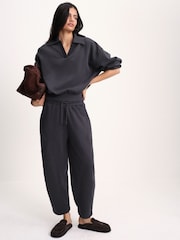 The Set Trophy Neck Sweatshirt and Barrel Leg Joggers Co-Ord Set Dark Navy Dark Navy - Image 1 of 10