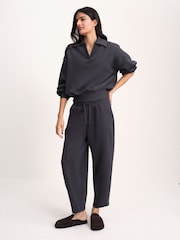 The Set Trophy Neck Sweatshirt and Barrel Leg Joggers Co-Ord Set Dark Navy Dark Navy - Image 3 of 10