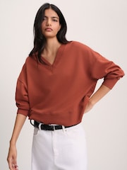 The Set V-Neck Cotton Loopback Crew Neck Sweatshirts 3 Pack Tan/Navy/Cream - Image 1 of 11