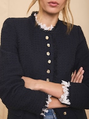 Mint Velvet Blue Boucle Tweed Jacket - Image 5 of 8
