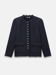 Mint Velvet Blue Boucle Tweed Jacket - Image 7 of 8