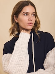 Mint Velvet Blue Cotton Blend Contrast Sleeve Hoodie - Image 6 of 8