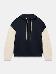 Mint Velvet Blue Cotton Blend Contrast Sleeve Hoodie - Image 7 of 8